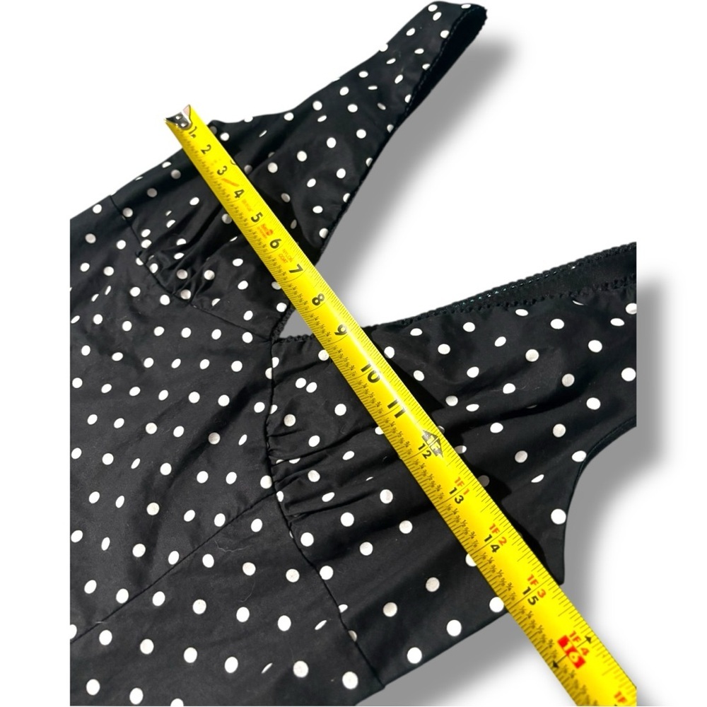 Forever 21 Black and White Polka Dot V-Neck Mini Fitted Sleeve/Backless Dress - Picture 9 of 15